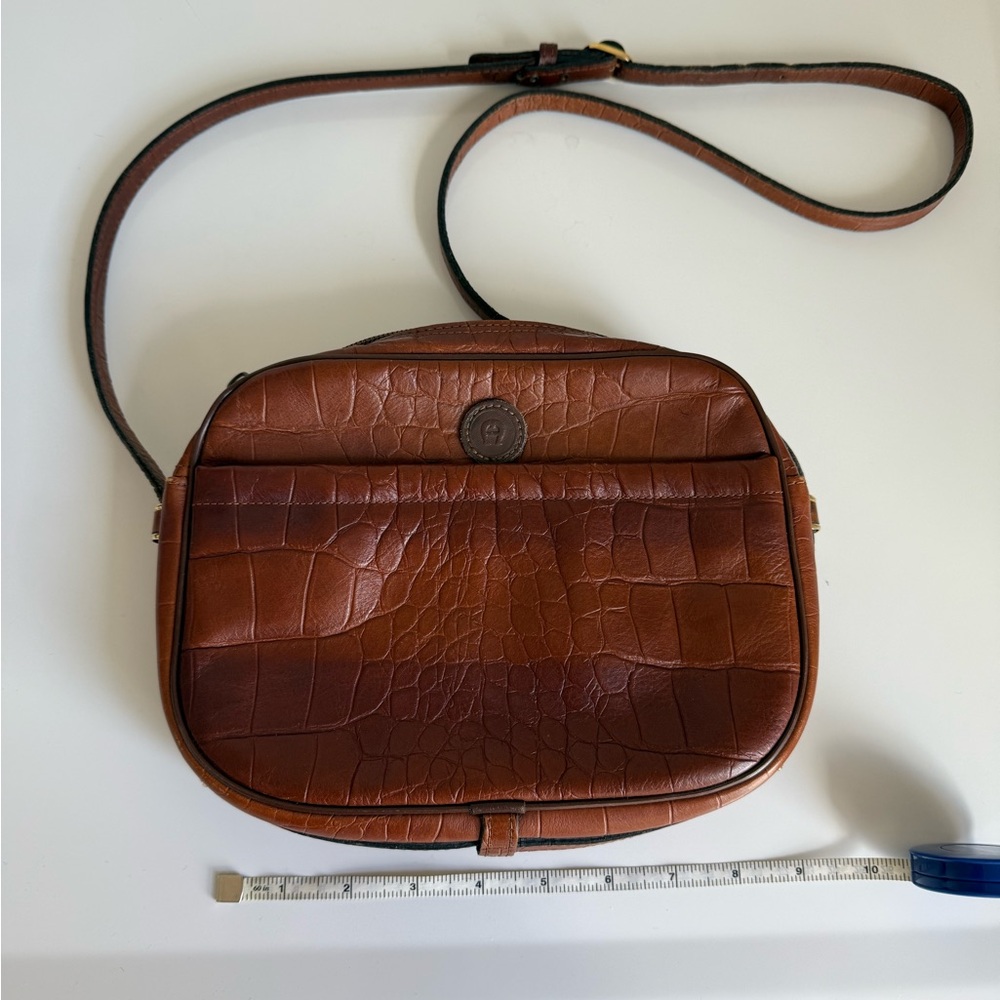 Brown Crocodile Embossed Crossbody Bag ETIENNE AIGNER